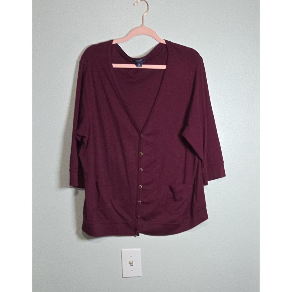 Chaps Denim Women's Plus Size 3X Burgundy Maroon Slub Knit Top 100% Cotton